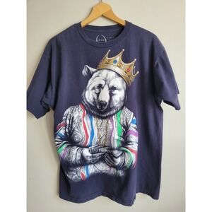NOTORIUS B.I.G. Bear In COOGI Mash Up T Shirt ROOK Men's LARGE Blue Hip Hop